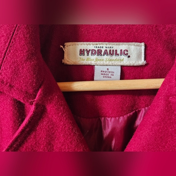 Hydraulic Vintage Cut Ruby Wool Pea Coat - Picture 6 of 10